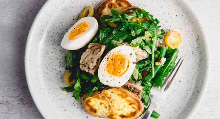 Salad with Egg, Green Beans, Sweet Potatoes