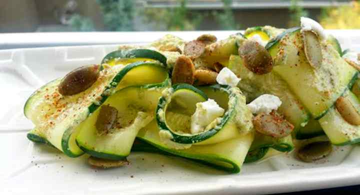 Raw Zucchini Ribbons with Pumpkin Seed Pesto