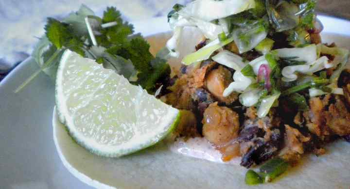 Refried Black Bean & Chickpea Tacos